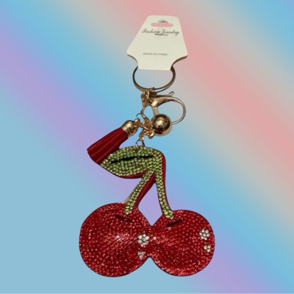 DIVAS LiMiTED Accessories - 🦄Bling Rhinestone Cherries Puffy Tassel Bag Charm/Keychain!